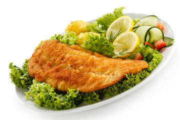 Fish dish - fried fish fillet with vegetables
