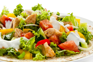 Kebab - grilled meat and vegetables