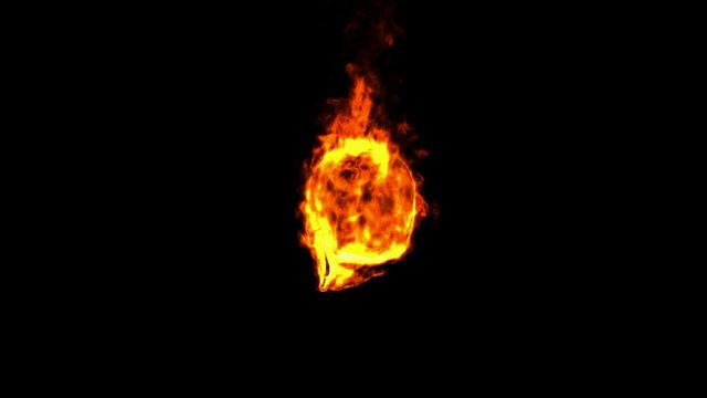 burning skull with alpha channel