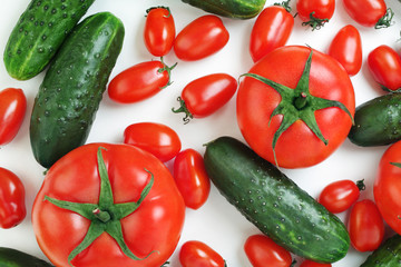 Fresh vegetables tomato and cucumber