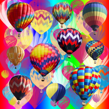 colorful illustration with multiple balloons.