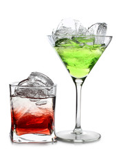Ice on two glasses cups