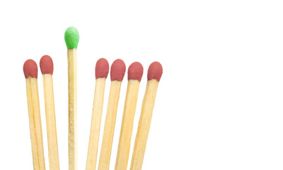Matches, leadership and success concept isolated