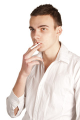 Young attractive man smoking