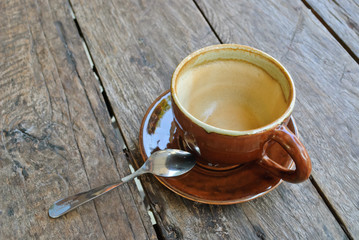 Hot late on wooden backgroud