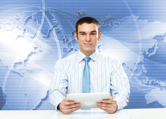 Young businessman making presentation