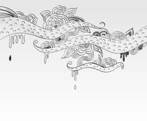 cute background with  hand-drawn fantasy flowers .