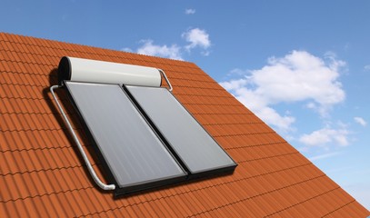 Solar heater system on the roof