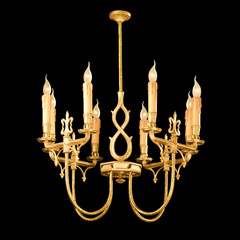 Vintage chandelier isolated on black