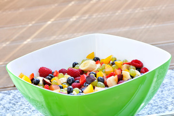 dish with fruit salad