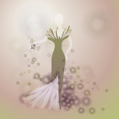 Fairy spring WEDDING DRESS / Soft flower background