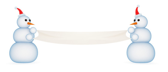 Snowmans with a sign.