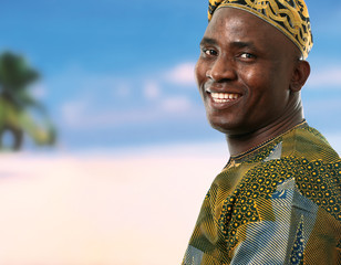 Portrait of young positive african male