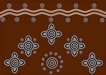 illu. based on aboriginal style of dot painting depicting places
