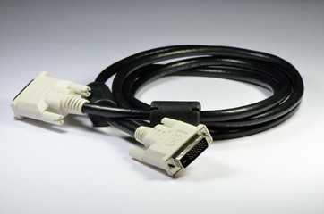DVI cable on white background