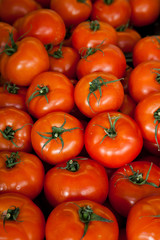 Fresh red tomatoes in a market.