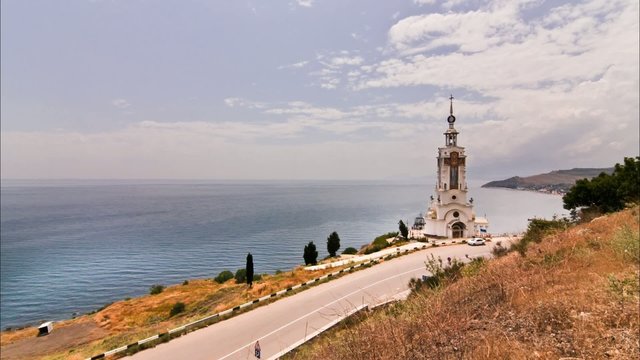 Time lapse The church on the beach