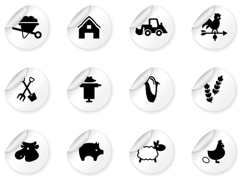 Stickers with farming icons