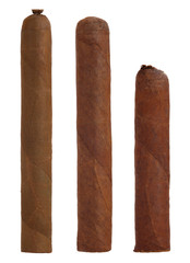 isolated cigars all sizes on white background