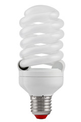Energy saving lamp on white background.