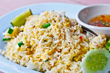 Thai seafood, fried rice with crab meat