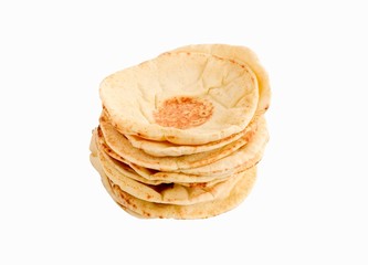 stack of pita bread, isolated on white background