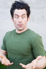 Portrait of a cross-eyed young man