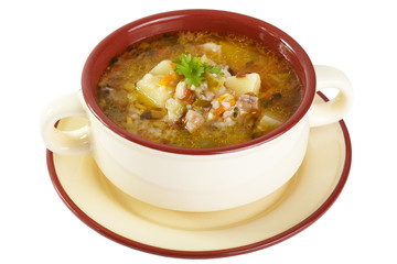 The Russian cuisine. Rassolnik soup