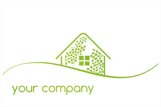 Home , green Eco friendly business logo design