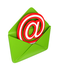 Green envelope and red email sign.