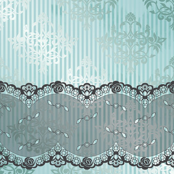 Silver and blue background with gray lace
