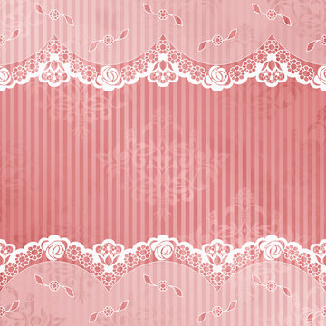 pink and white background with lace