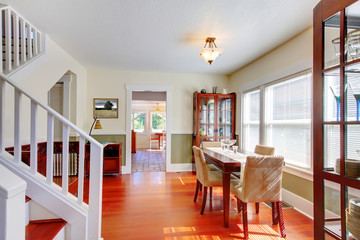 Dining room in beautiful old American small house.