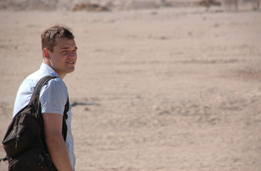 Young man in the desert