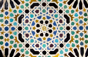Mosaic of courtyard of Machuca. Alhambra, Granada - obrazy, fototapety, plakaty