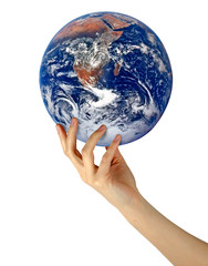 Planet earth in hand