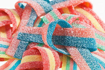 Multicolor gummy candy (licorice) sweets closeupfood background