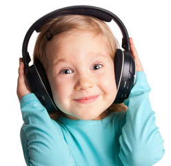 Little girl in headphones