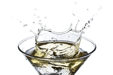 Splashing Martini isolated on white background
