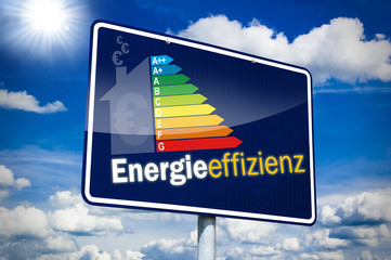 Hinweisschild mit Energieeffizienz