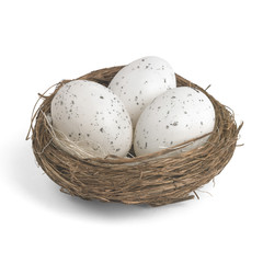 Naklejka na ściany i meble Tre uova di quaglia in un piccolo nido