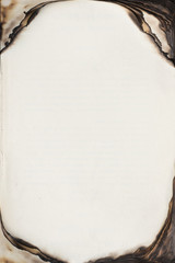 Empty book pages with burnt edges