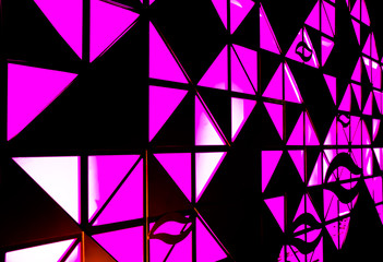 Abstract pink light behind black
