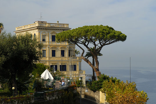 Terrace over the sea on the Isle of  Corfu in Greece