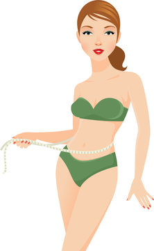 woman measuring waist green lingerie clip art preview