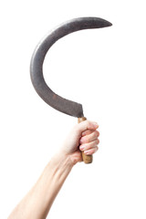 hand holding a sickle