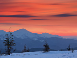 Winter Landscape at Sunset