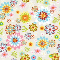 cute seamless flower pattern line art