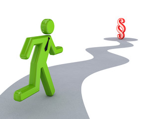 3d small person running to paragraph sign.