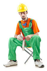 Construction worker isolated on white